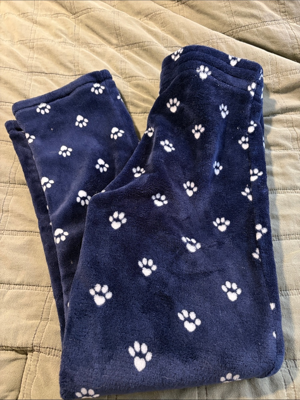 Denver Hayes Navy Plush Pajama Pants with White Paw Print